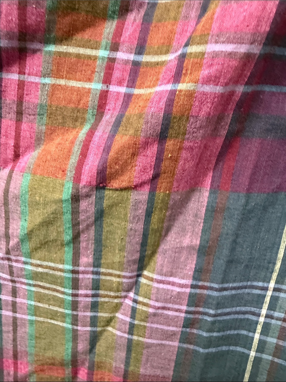 Ralph Lauren Vintage 90s 100% Cotton plaid Midi Wrap Skirt Pink, Green and Blue - Picture 7 of 7